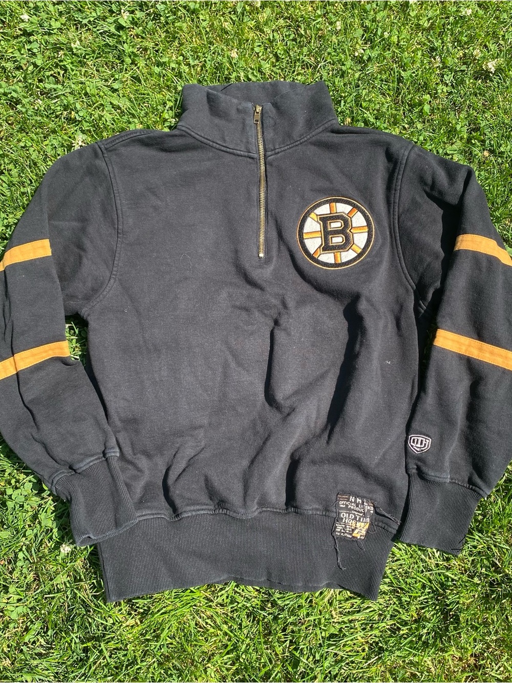 NHL Boston Bruins Black and Gold Quarter-Zip Sweater